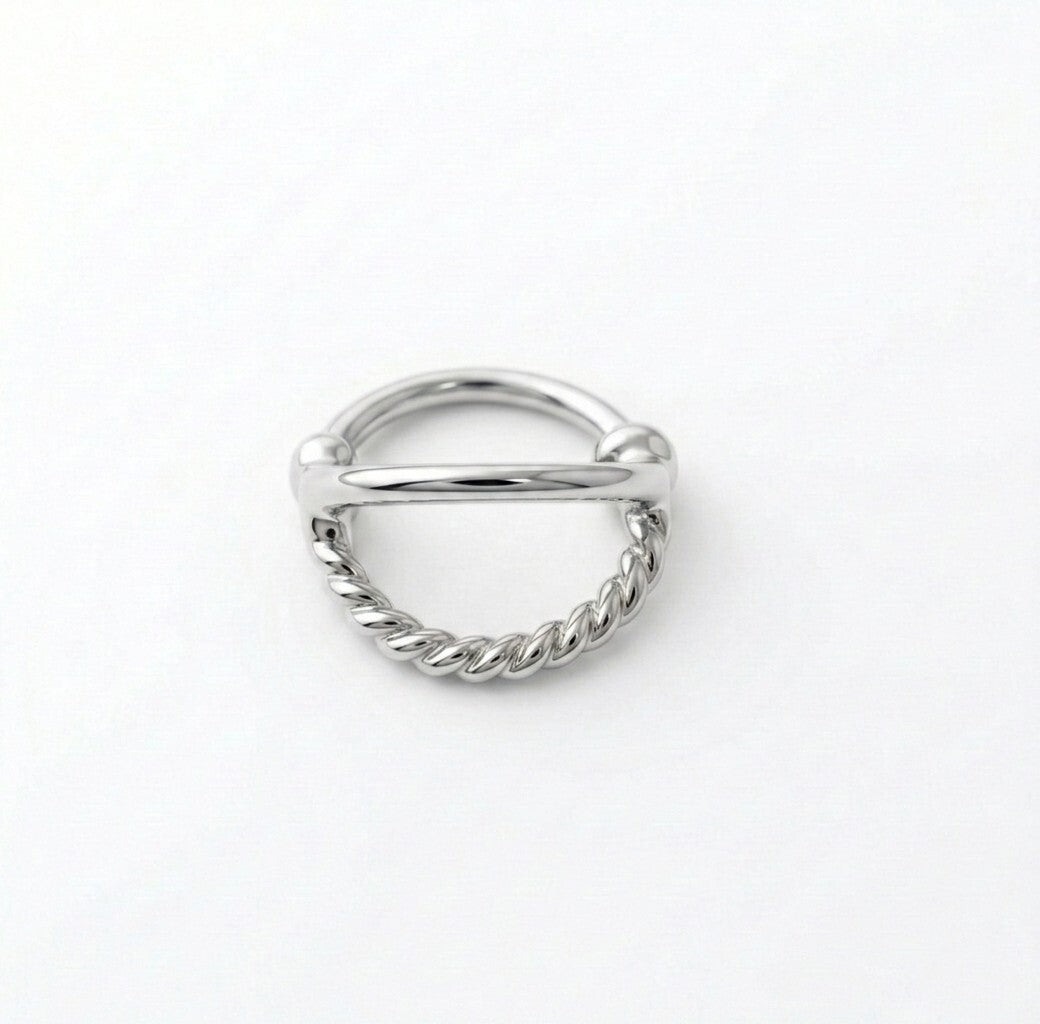 Silver Twisted Wire Double Line Nosering