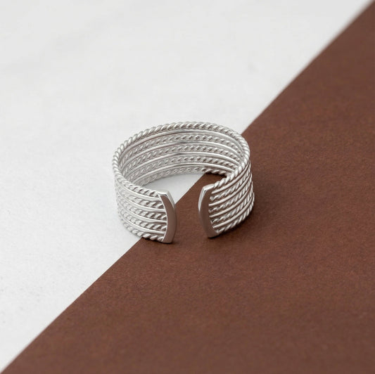 Silver Toe Ring Multi Twisted Rope Design