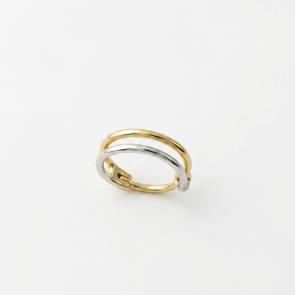Silver Two Tone Double Hoop Gold Plated Nosering