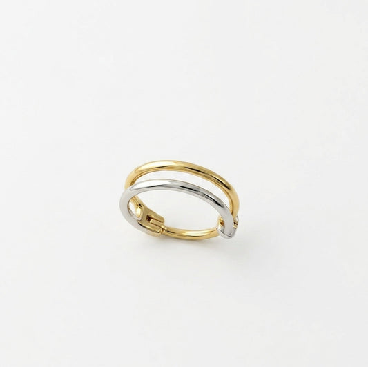 Silver Two Tone Double Hoop Gold Plated Nosering