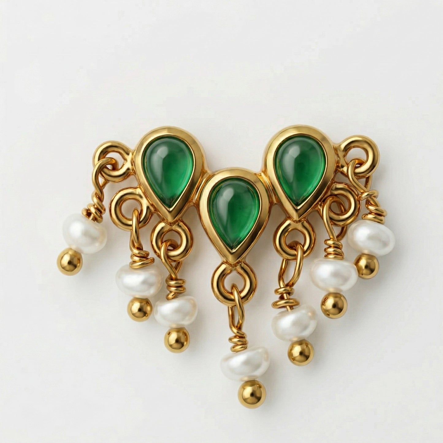 Silver Vasant Green Pearl Nosepin