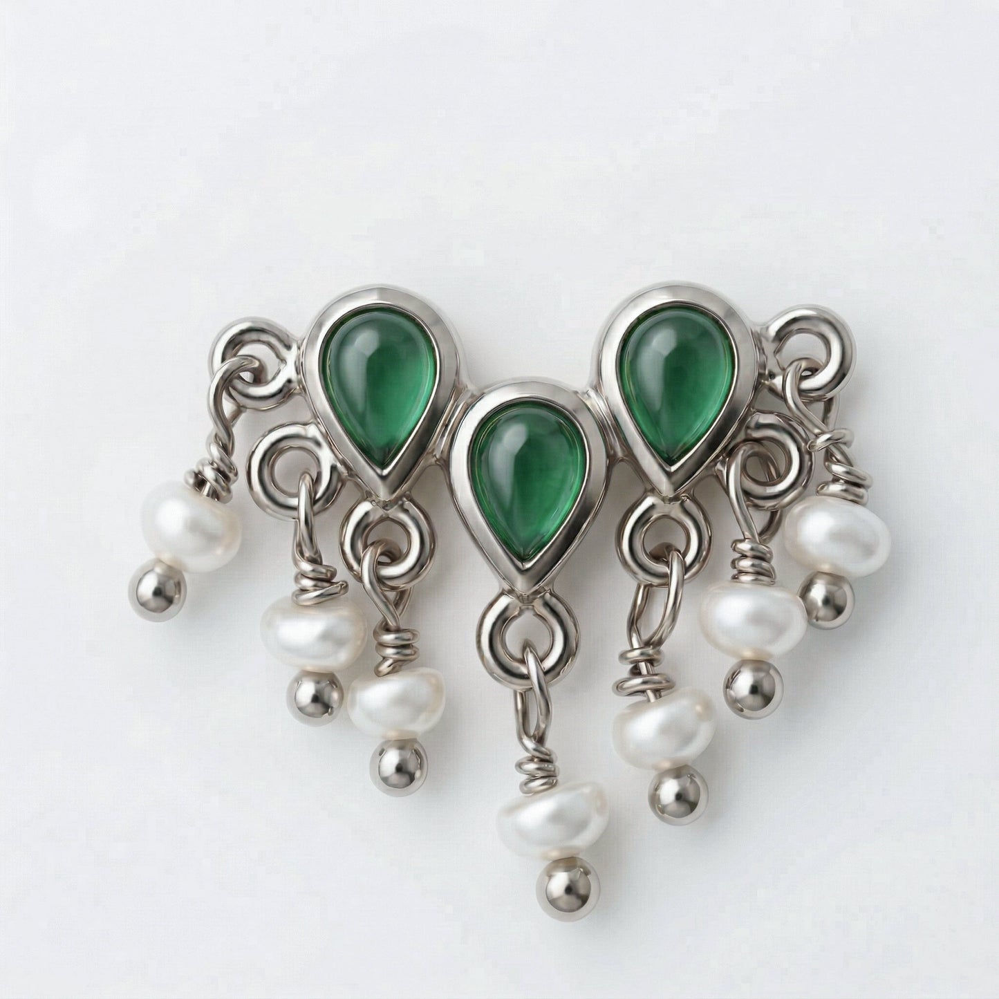 Silver Vasant Green Pearl Nosepin