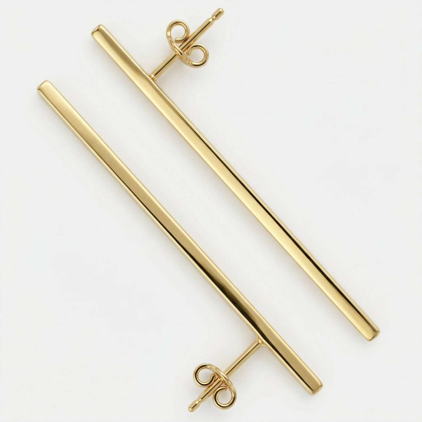 Silver Earrings Bar Stud Design