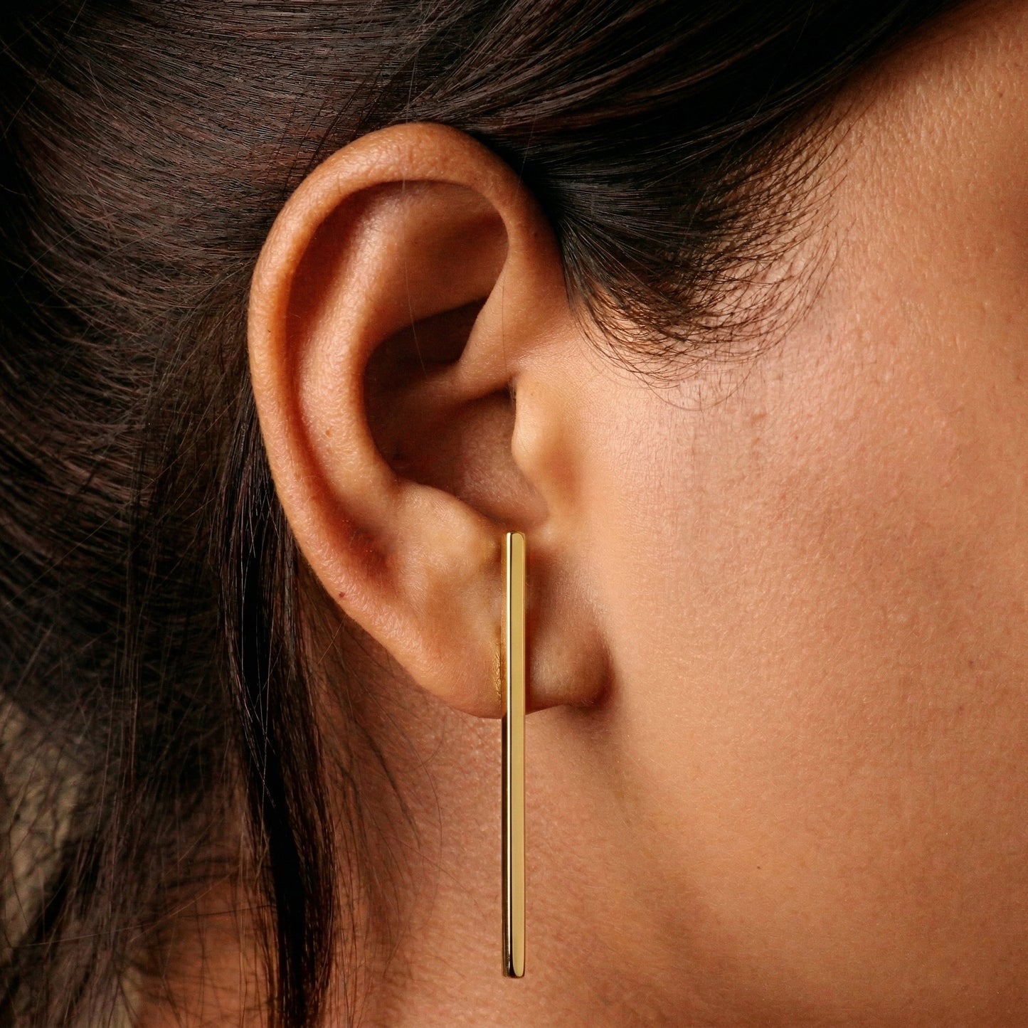Silver Earrings Bar Stud Design