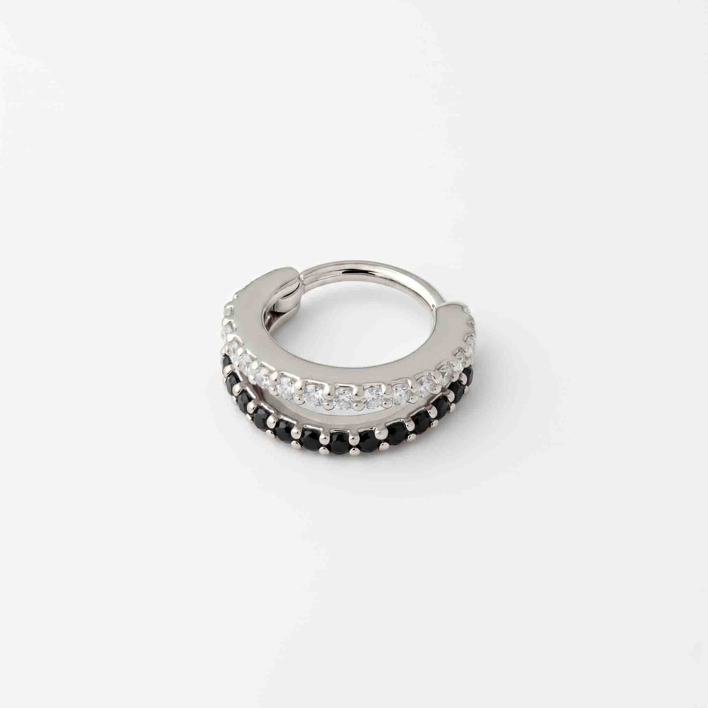Silver Double Multi Color Line Stone Set Nosering
