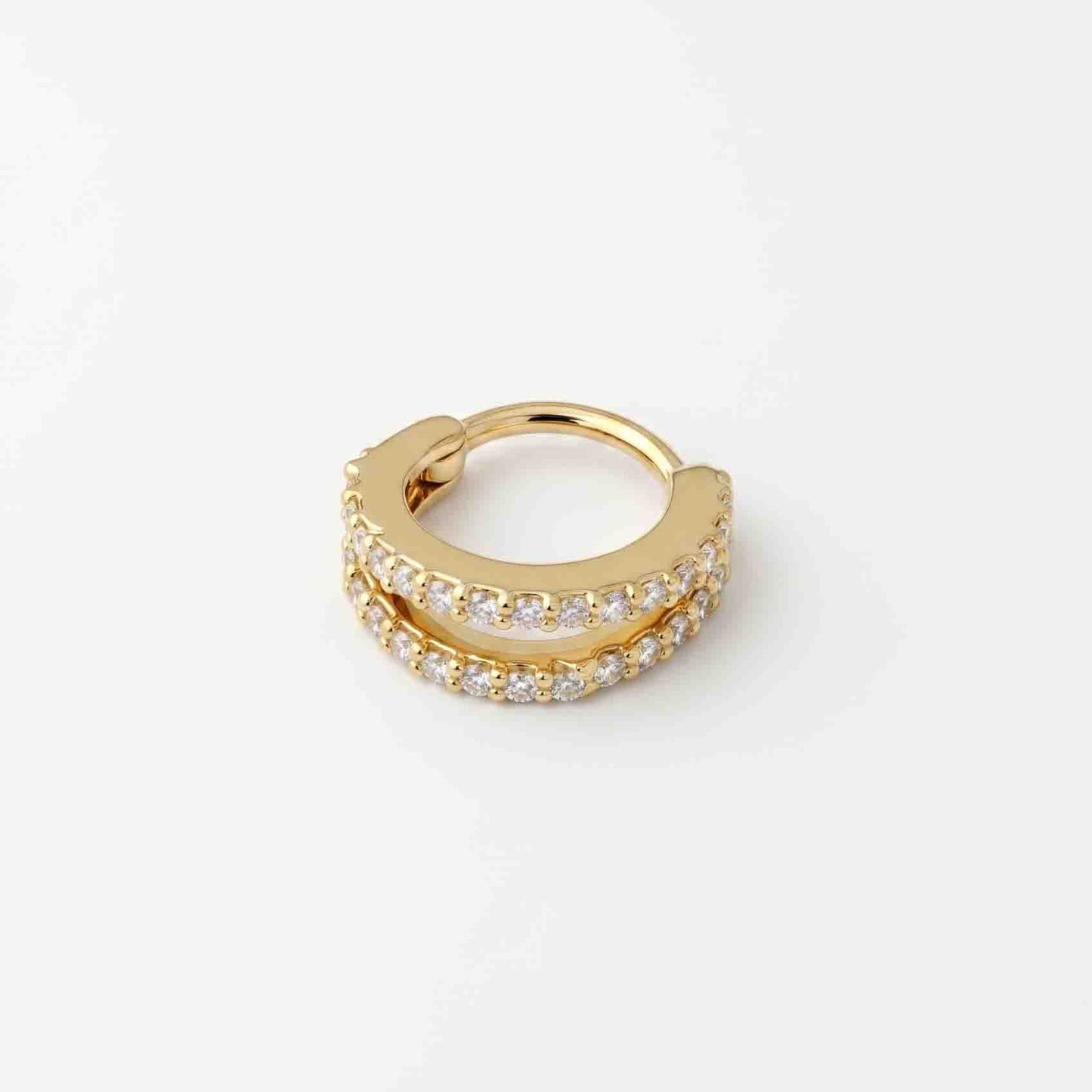 Silver Double Line Stone Set Nosering