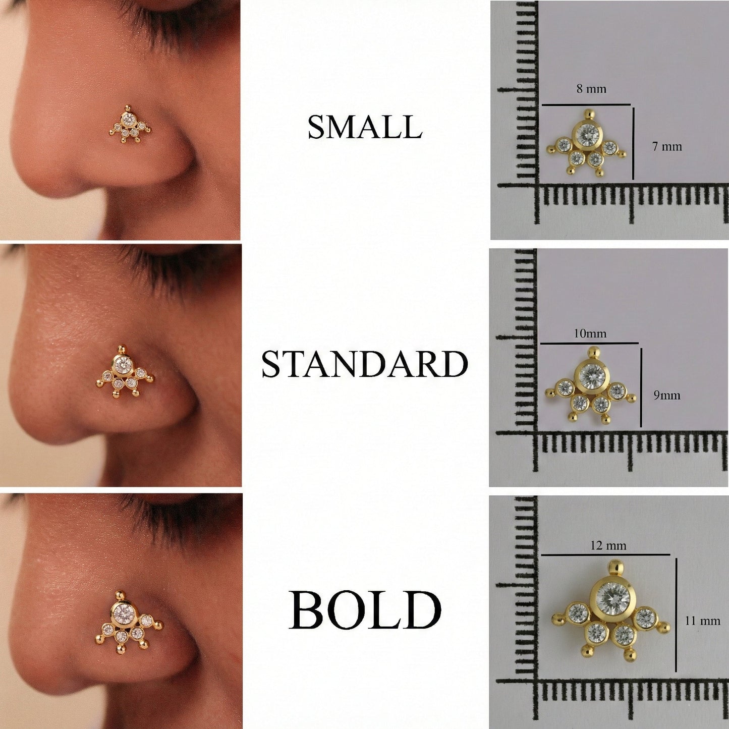 MOOKUTHI BLACK STONE GOLD PLATED NOSEPIN